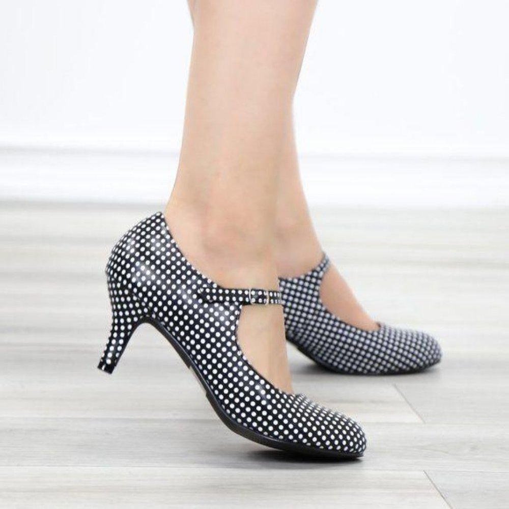 Rockabilly Black White Polka Dots Vintage pumps - Picture 4 of 12